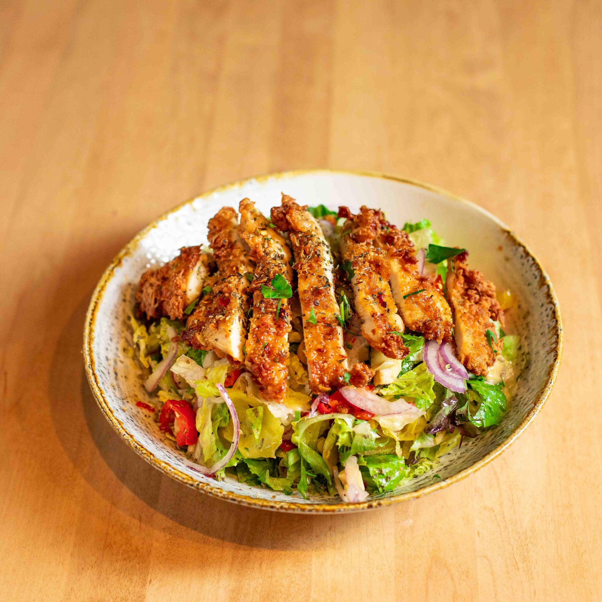 Hot Honey Fried Chicken Salad