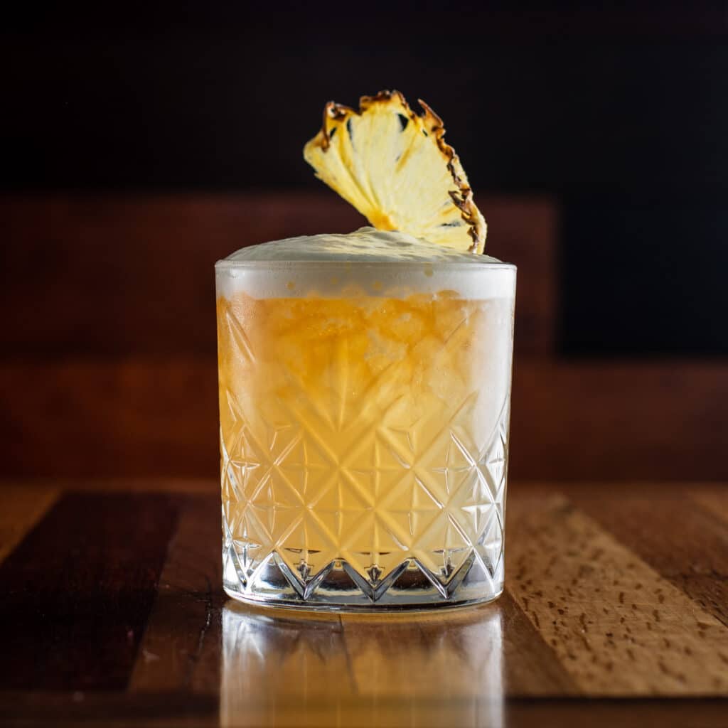 Light and dark rums featuring Brovo's Orange Curaçao and Amaretto topped with pineapple foam